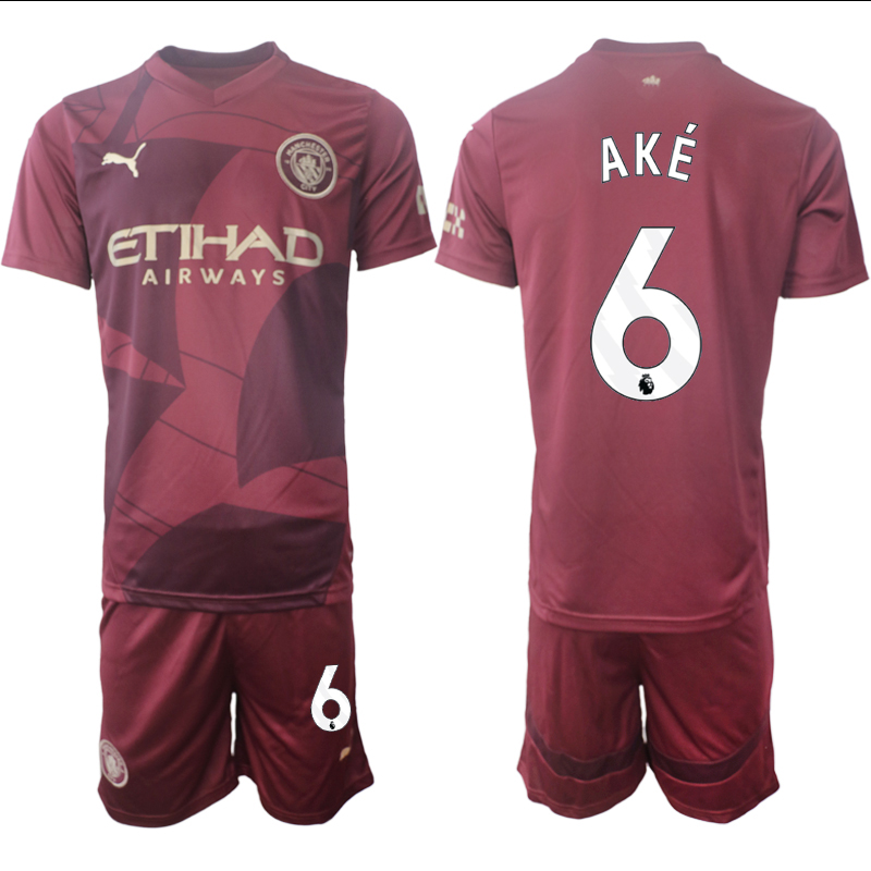 Men 2024-2025 Club Manchester City away red 6 Soccer Jersey